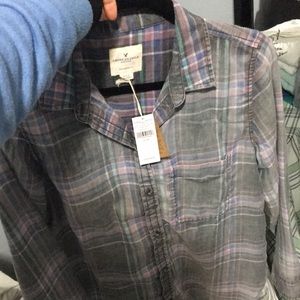 Plaid American eagle long sleeve flannel size med